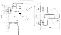 RAVAK FLAT FL 022.20 baterie vanová nástěnná, černá mat   X070175